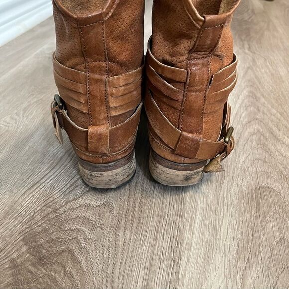 Women's Cuoio Vero Camel Brown Leather Short Boots Booties - Picture 6 of 13